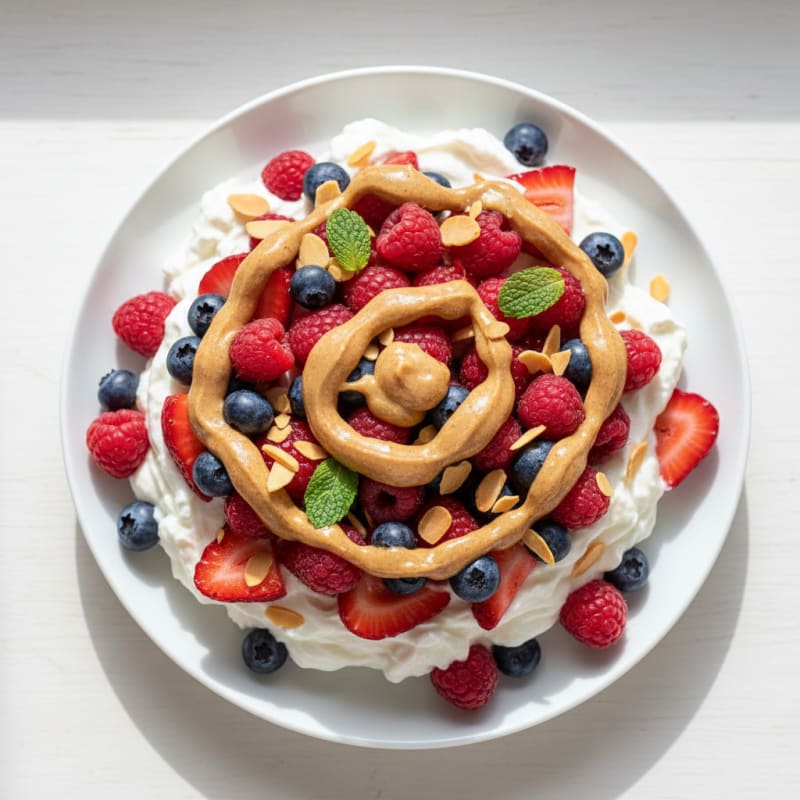 Greek Yogurt Protein Parfait with Mixed Berries and Almond Butter