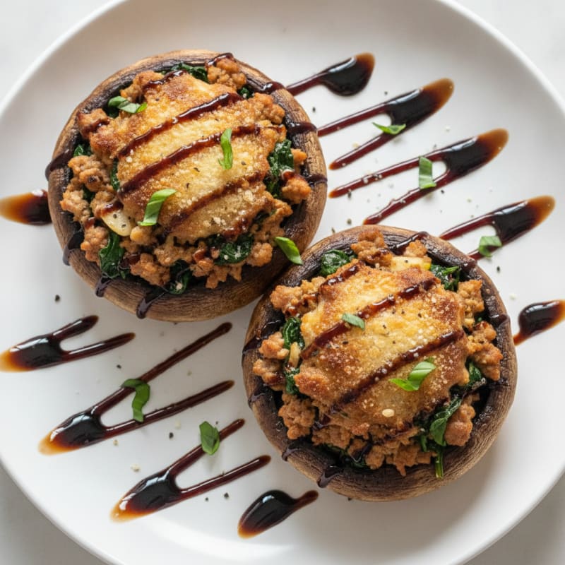 Herb-Stuffed Portobello Mushrooms with Balsamic Glaze