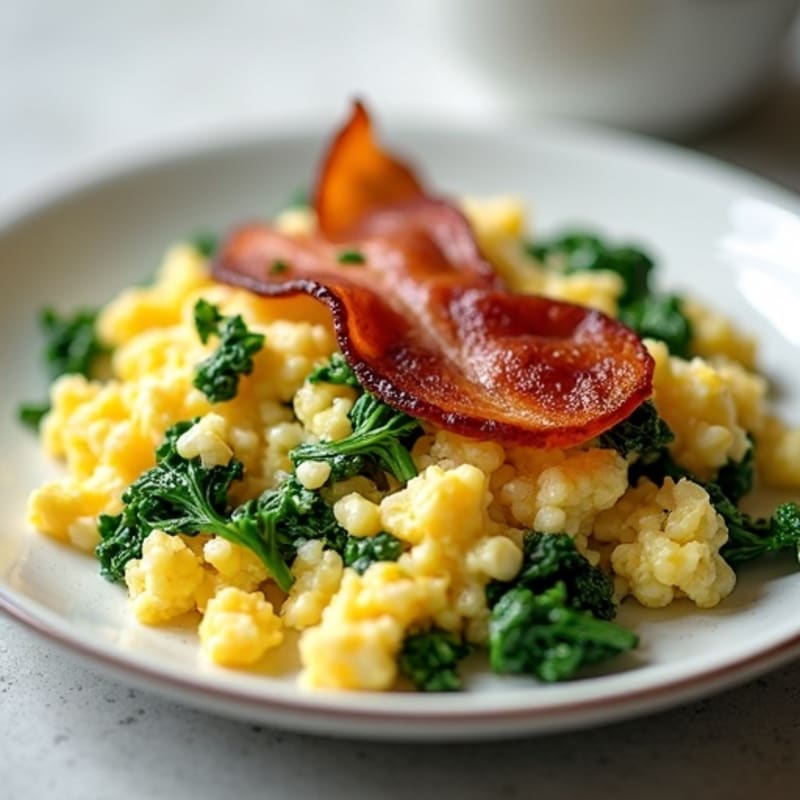 Egg White Scramble with Spinach and Turkey Bacon