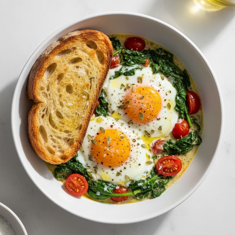 Baked Eggs with Sourdough Toast