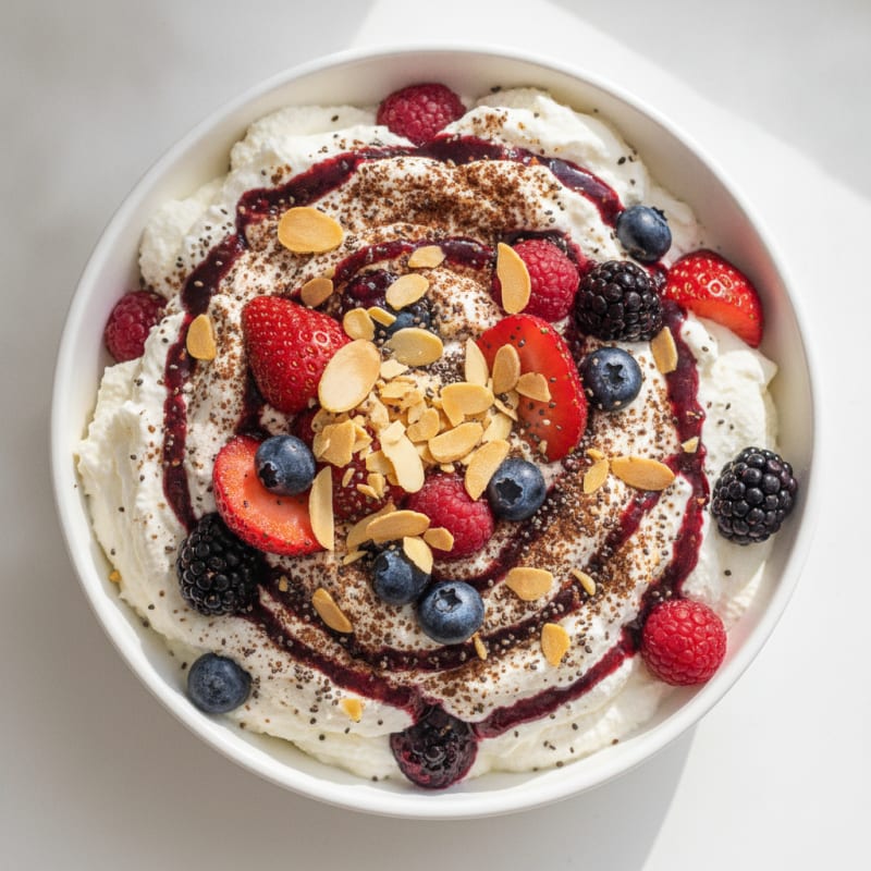 Greek Yogurt Protein Mousse with Mixed Berries