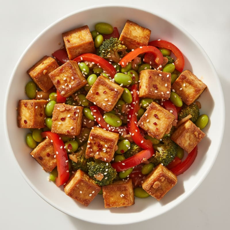 Sesame Tofu Stir-Fry with Mixed Vegetables