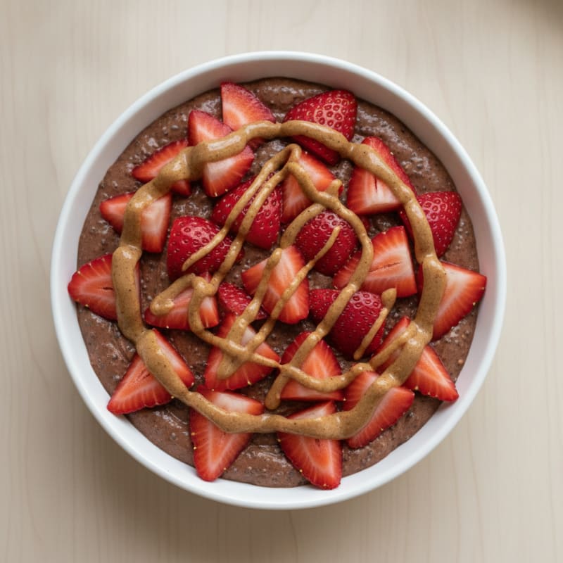 Silky Chocolate Protein Pudding with Fresh Strawberries