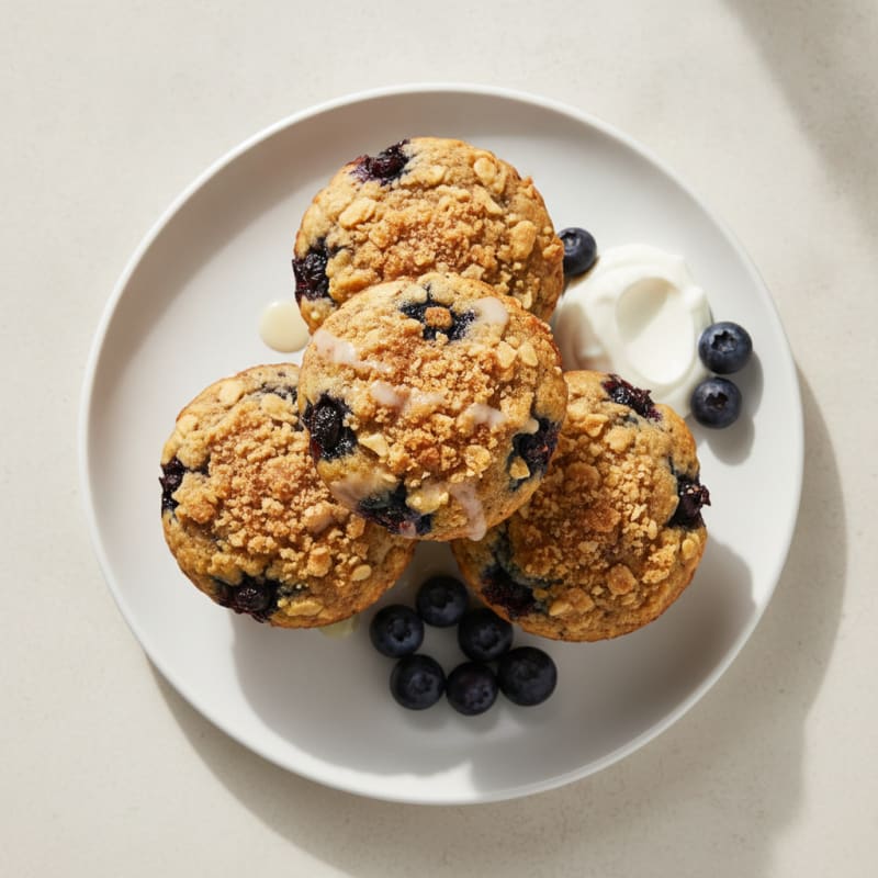 High-Protein Blueberry Streusel Muffins