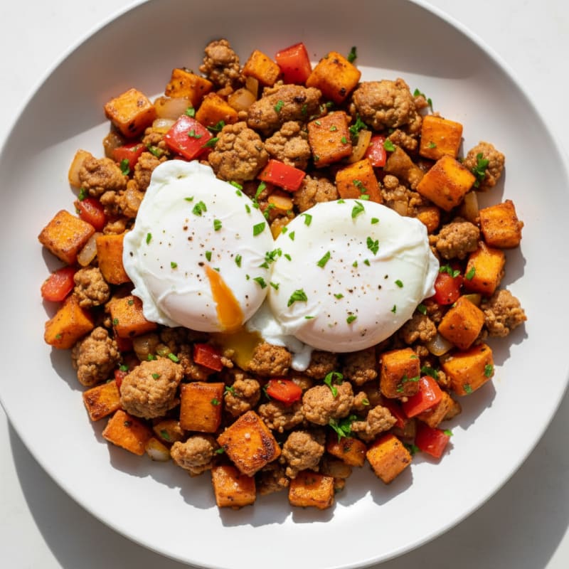 Hearty Breakfast Hash with Poached Egg