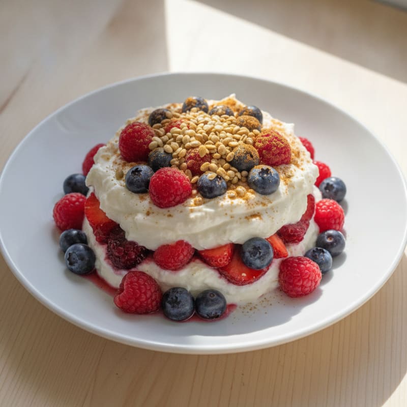 Greek Yogurt Protein Parfait with Mixed Berries