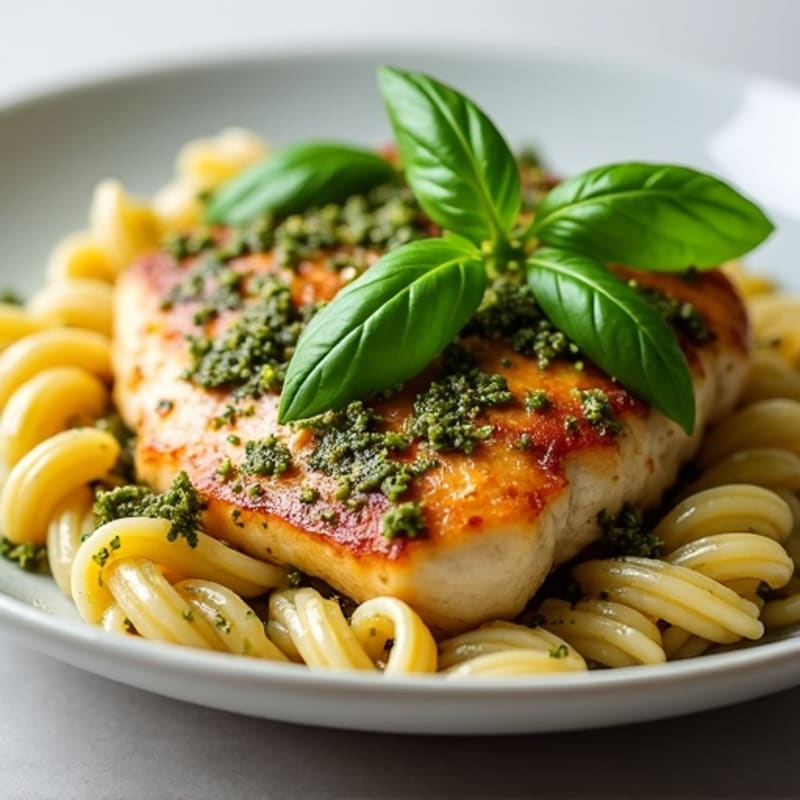 Fresh Pesto Chicken with Whole Wheat Pasta