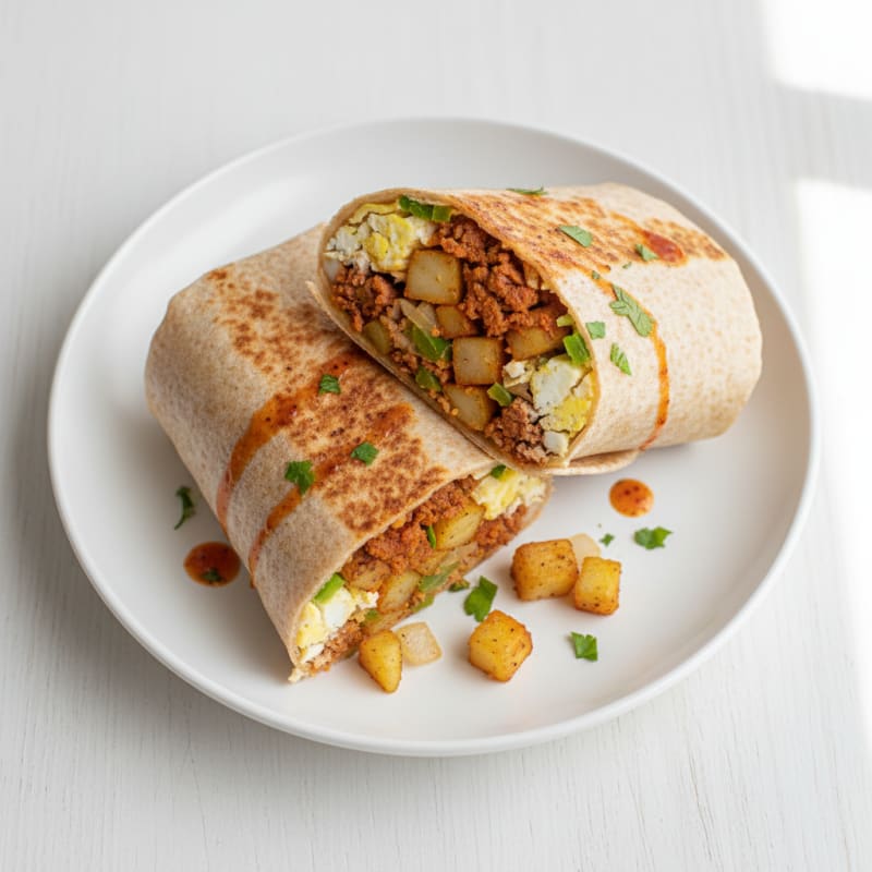 Hearty Breakfast Burrito with Chorizo and Potatoes