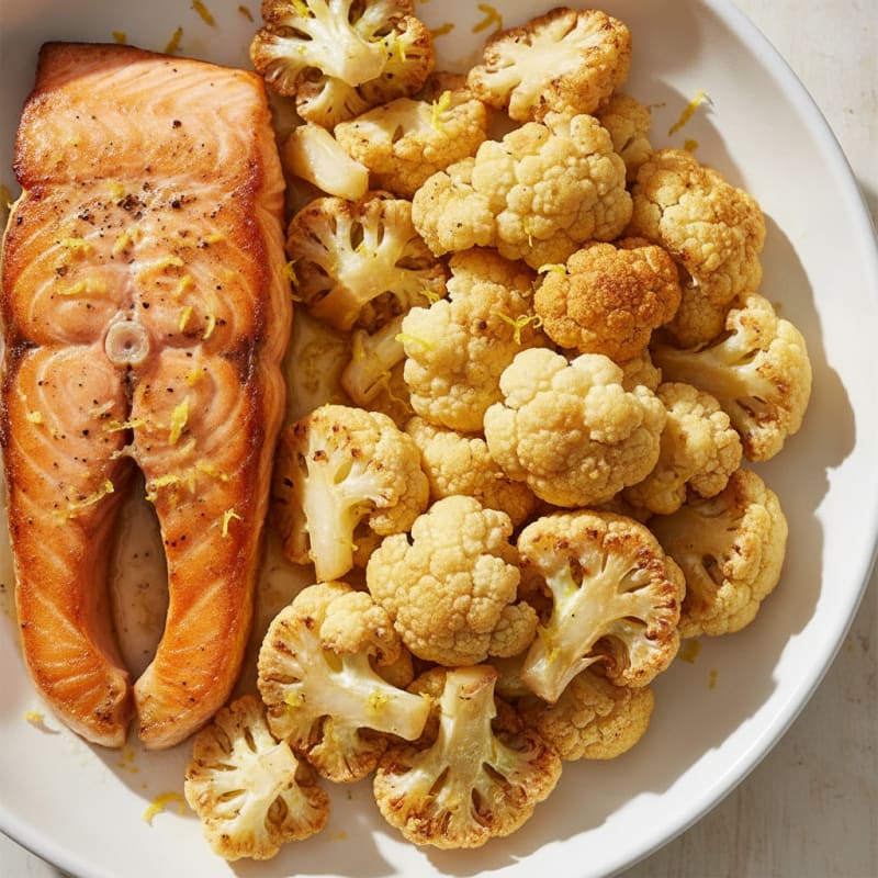 Seared Salmon with Roasted Cauliflower and Lemon Zest