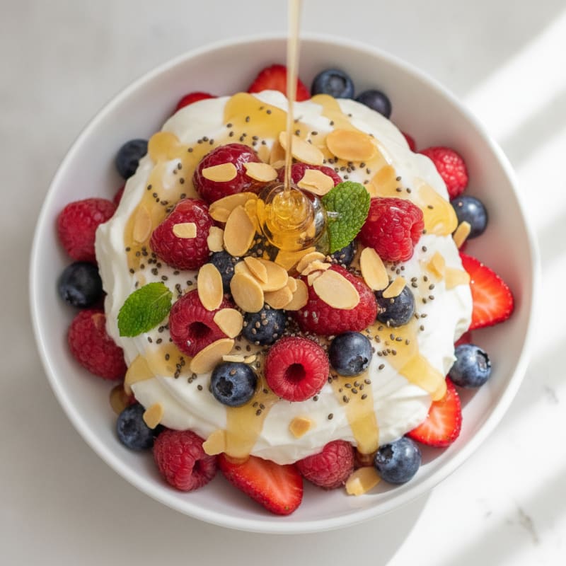 Greek Yogurt Parfait with Fresh Berries and Chia Seeds
