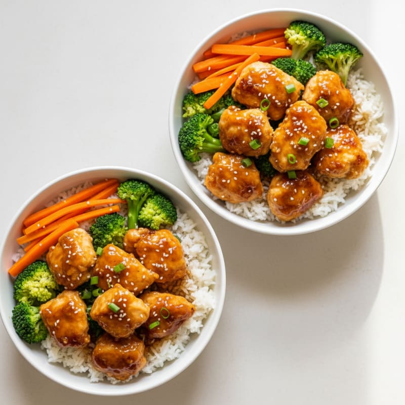 Crispy Honey-Garlic Chicken Bowls