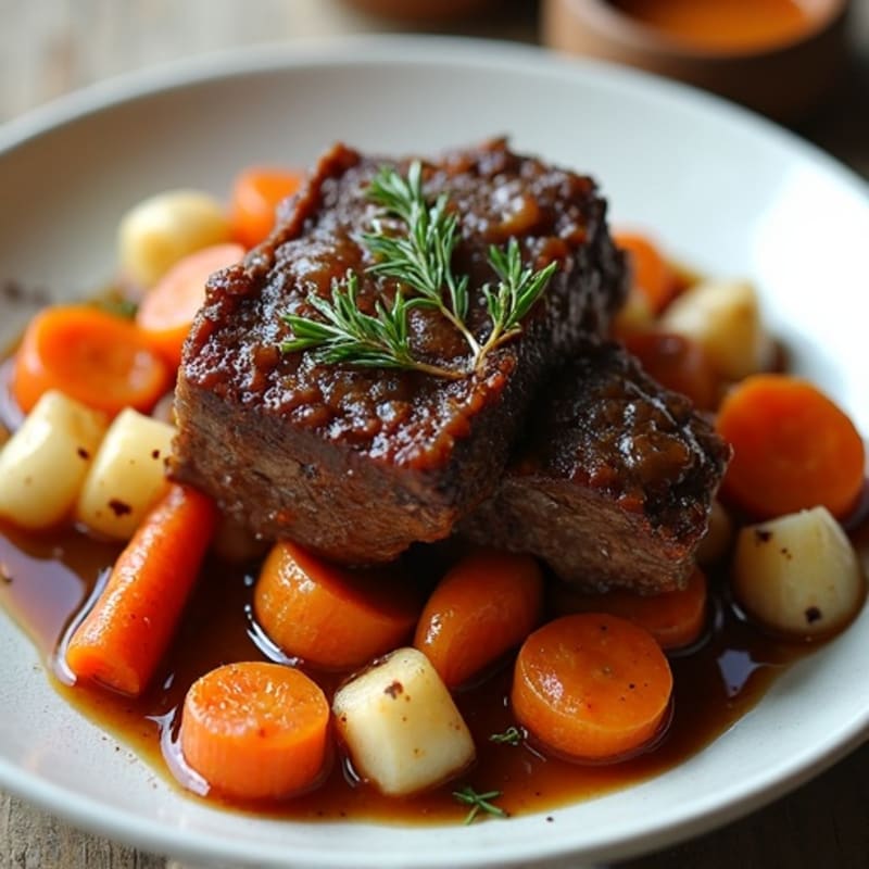Slow-Braised Short Ribs with Roasted Root Vegetables