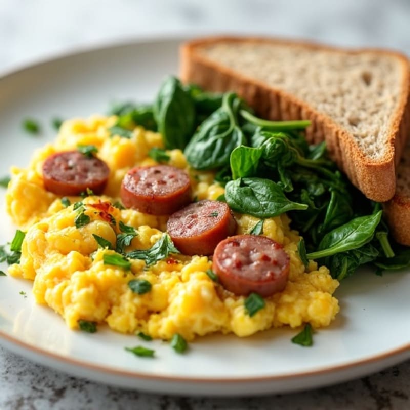 Egg White Scramble with Spinach and Turkey Sausage
