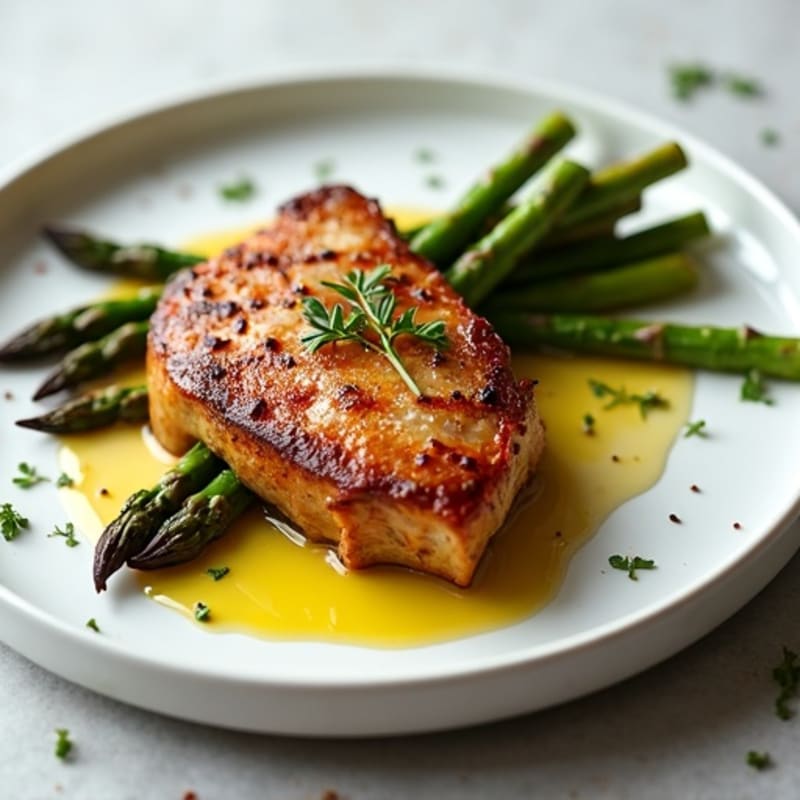 Crispy Pan-Seared Duck Breast with Roasted Asparagus