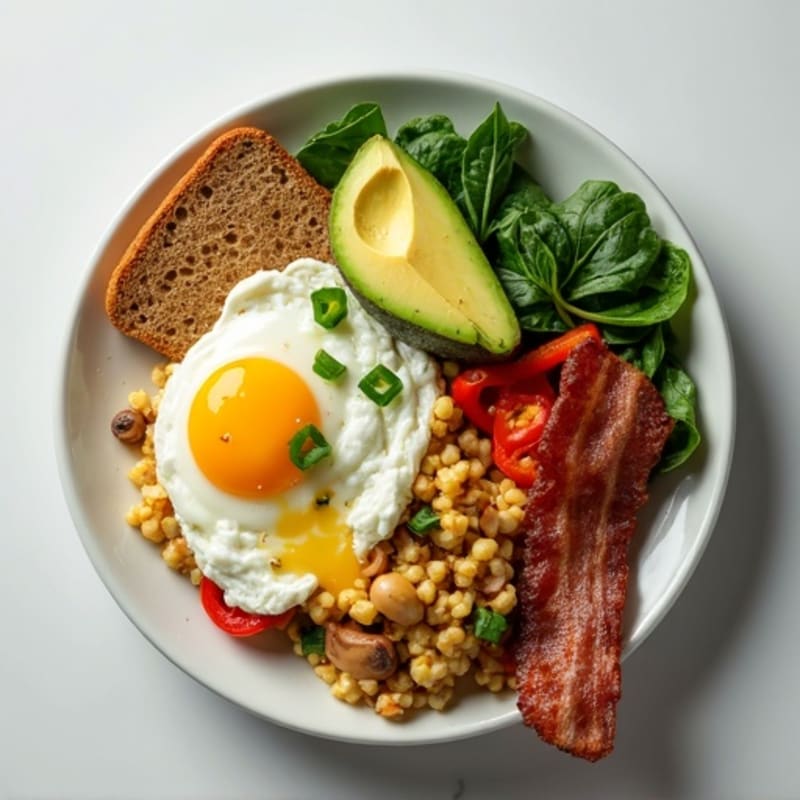 Egg White Vegetable Scramble with Turkey Bacon