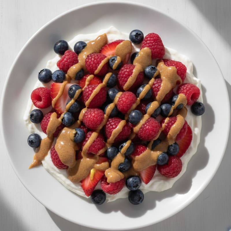 Greek Yogurt Protein Parfait with Berries and Almond Butter