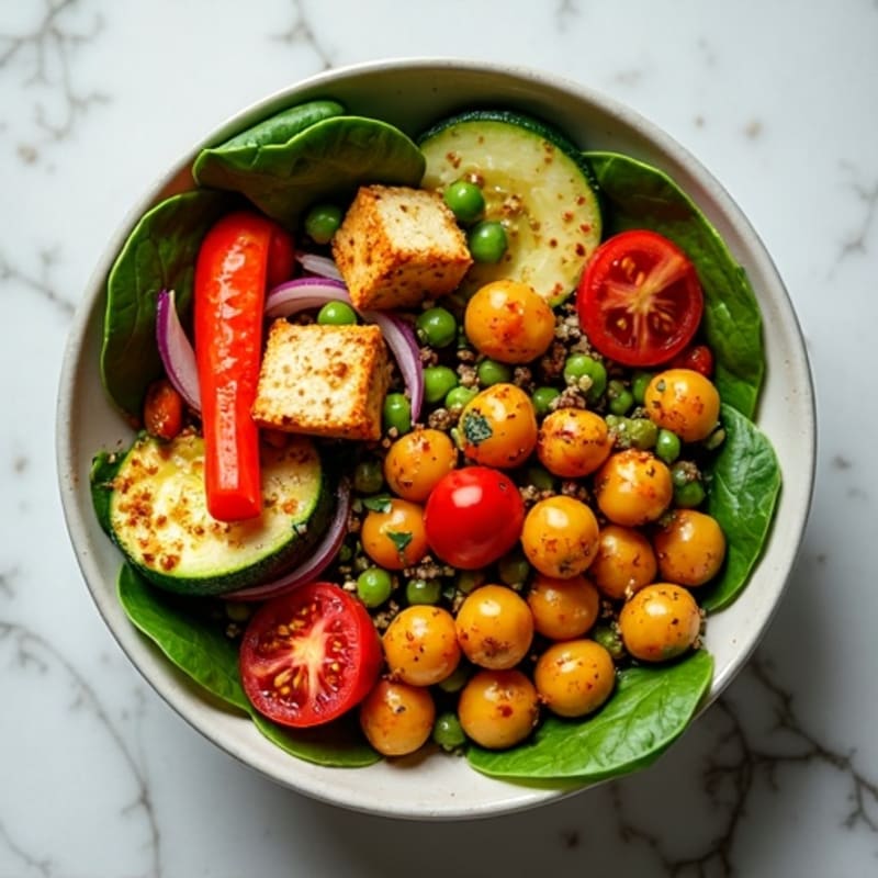Crispy Spiced Chickpea and Roasted Vegetable Bowl
