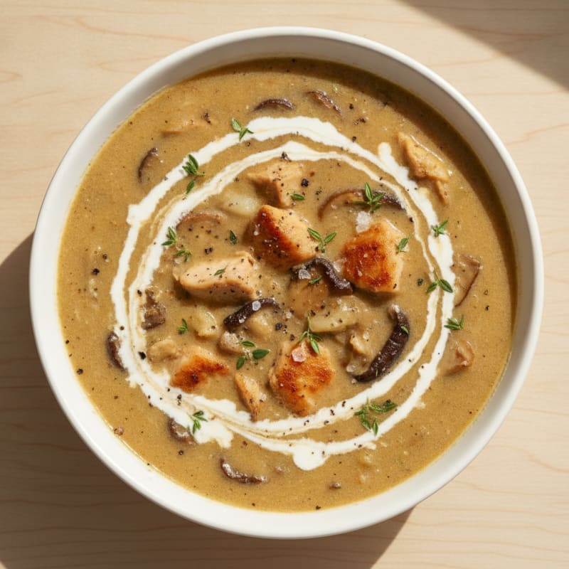 Wild Mushroom Bisque with Double Cream