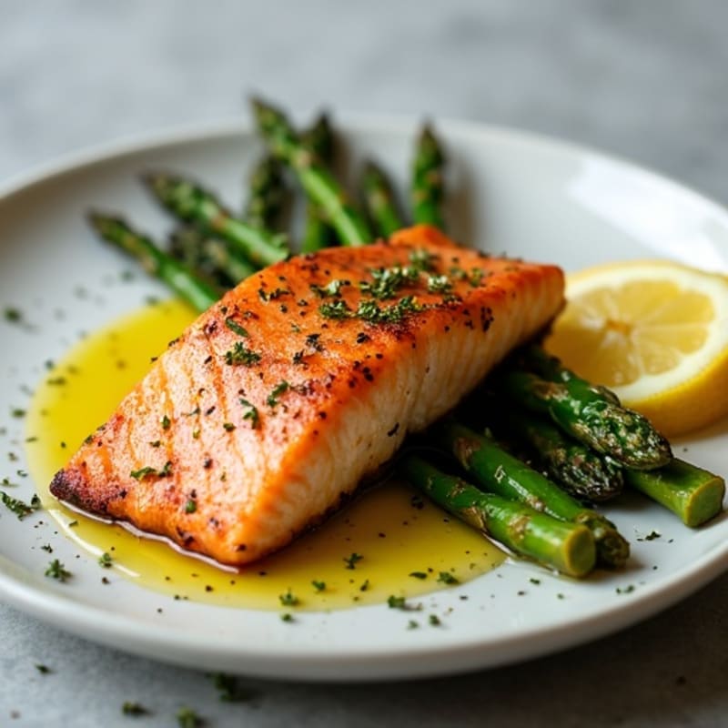 Crispy Skin Salmon with Lemon-Herb Roasted Asparagus