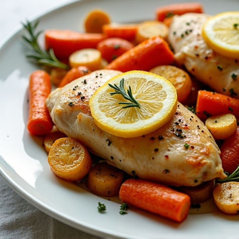 Sheet Pan Lemon Herb Chicken and Crispy Roasted Root Vegetables