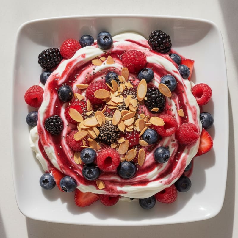 Silky Greek Yogurt Protein Parfait with Mixed Berries
