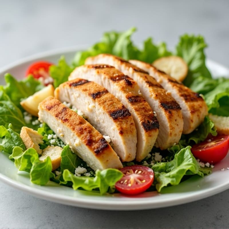 Grilled Chicken Caesar Salad with Crispy Romaine