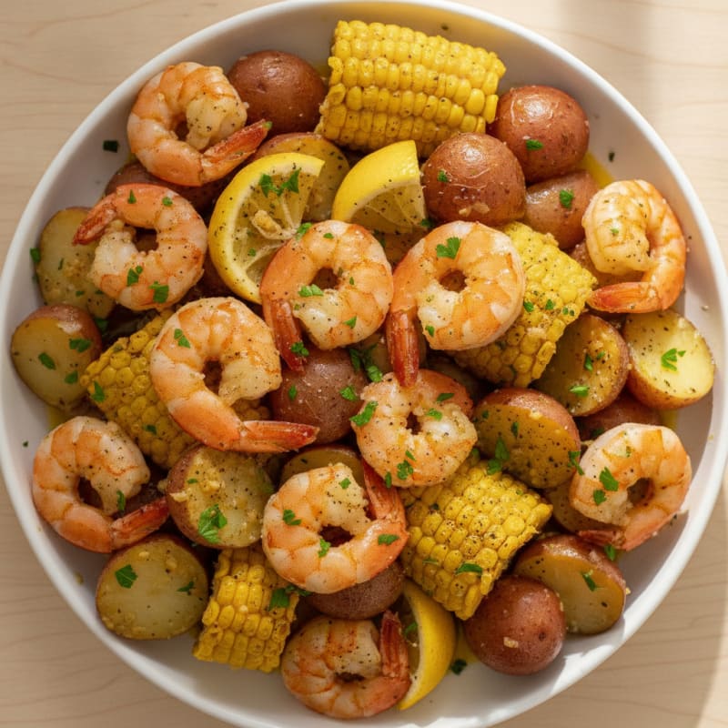 Garlic Butter Seafood Boil with Corn