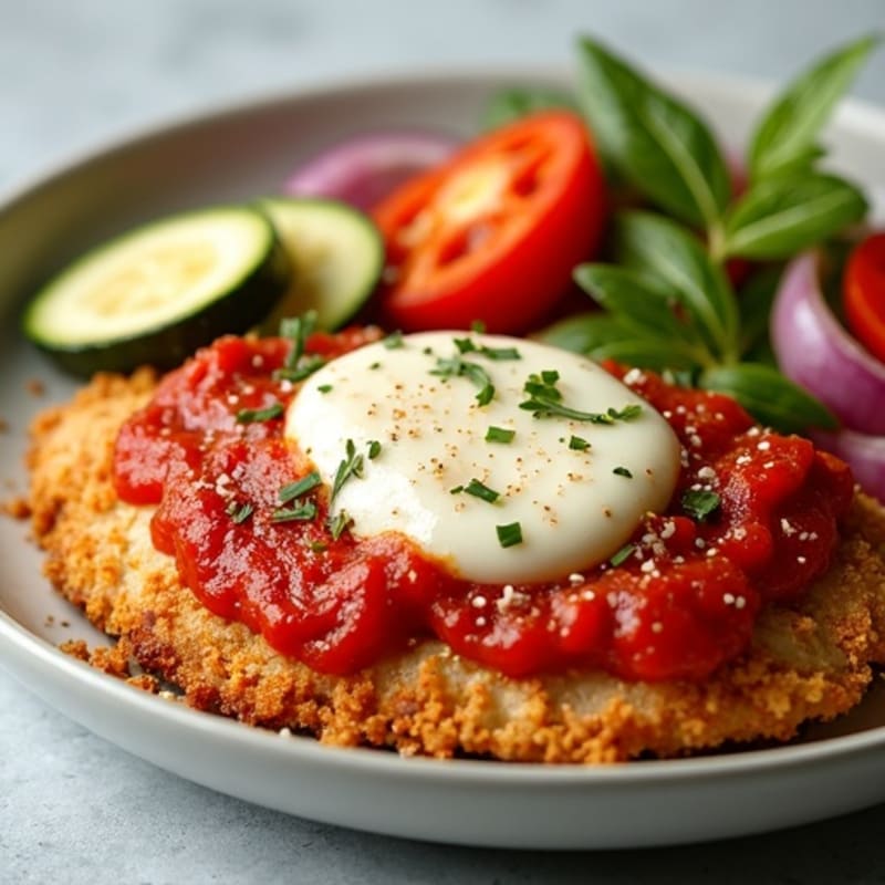 Healthy Crispy Chicken Parmesan with Roasted Vegetables