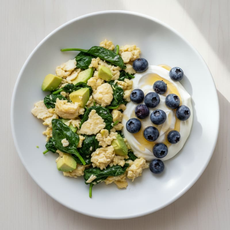 Egg White Scramble with Spinach and Greek Yogurt