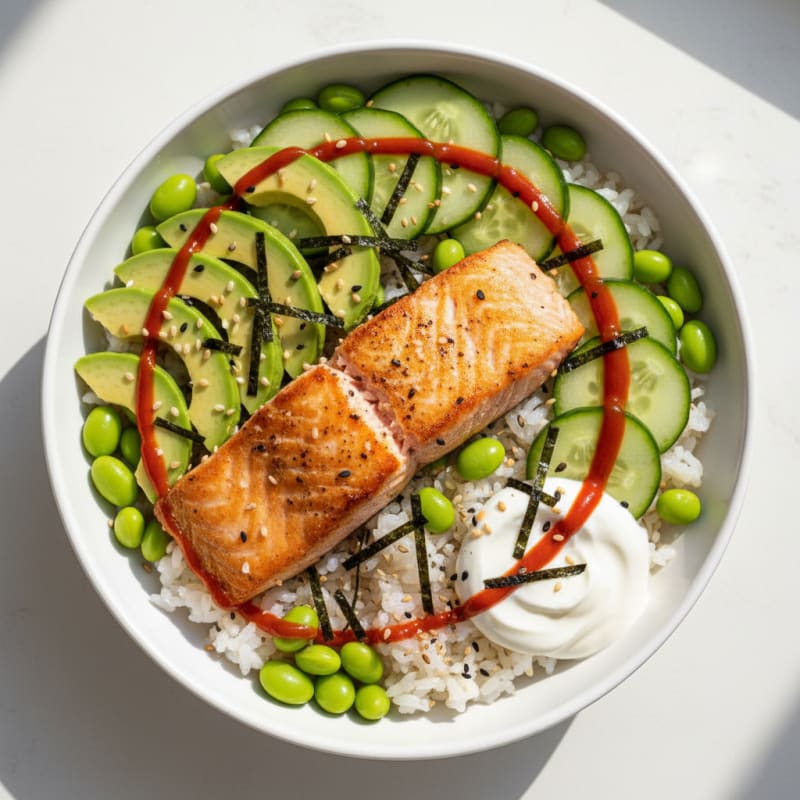 Sushi Rice Bowl with Salmon and Avocado