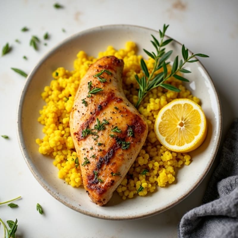 Herb-Roasted Chicken with Turmeric Cauliflower Rice