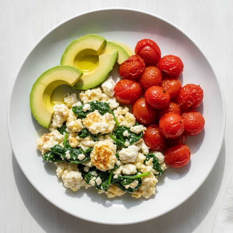 Cottage Cheese Egg White Scramble with Spinach and Tomato