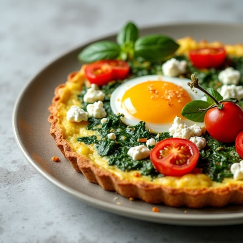Fluffy Baked Egg Frittata with Sautéed Spinach and Cherry Tomatoes