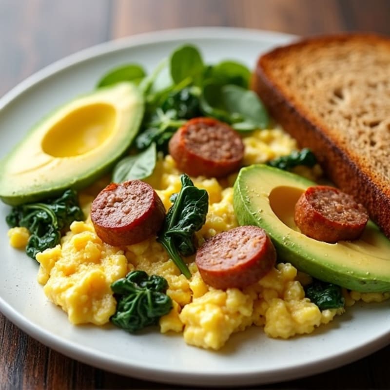 Egg White Scramble with Spinach and Turkey Sausage