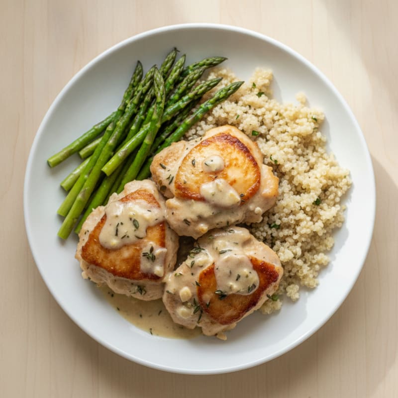 Chicken Thighs with Creamy Garlic Herb Sauce