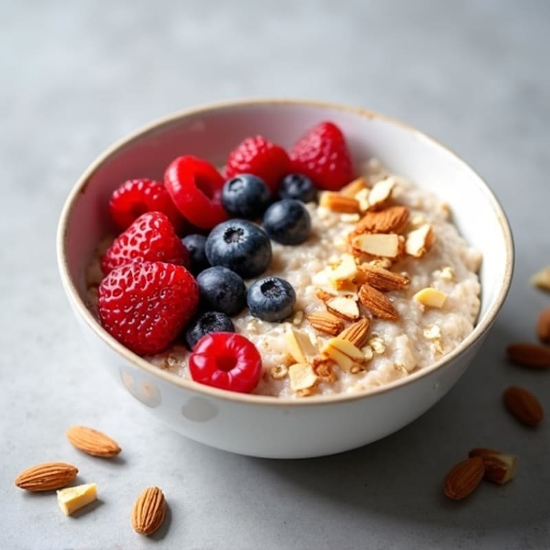 Creamy Oatmeal with Fresh Berries and Toasted Nuts