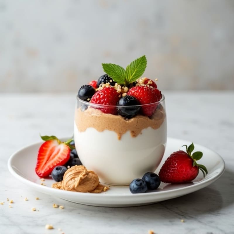 Greek Yogurt Protein Parfait with Almond Butter and Berries