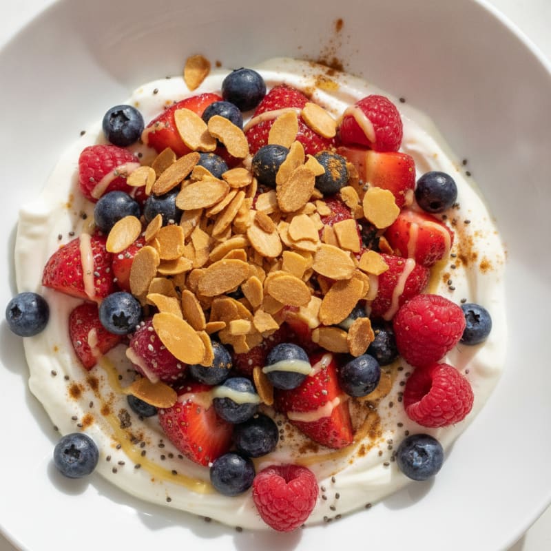 Greek Yogurt Berry Parfait with Toasted Almonds