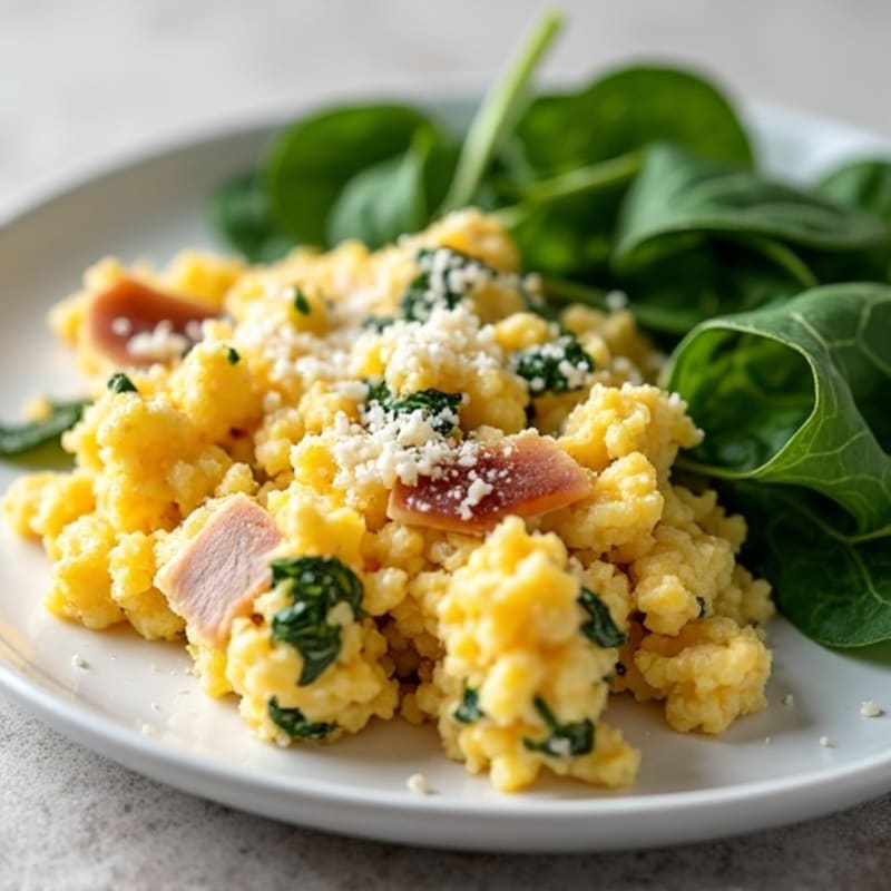 Egg White Scramble with Turkey and Spinach
