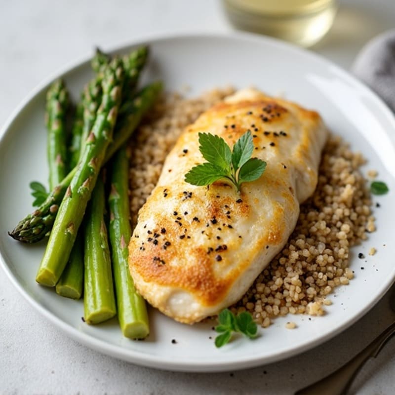 Lemon Herb Baked Tilapia with Roasted Asparagus and Quinoa