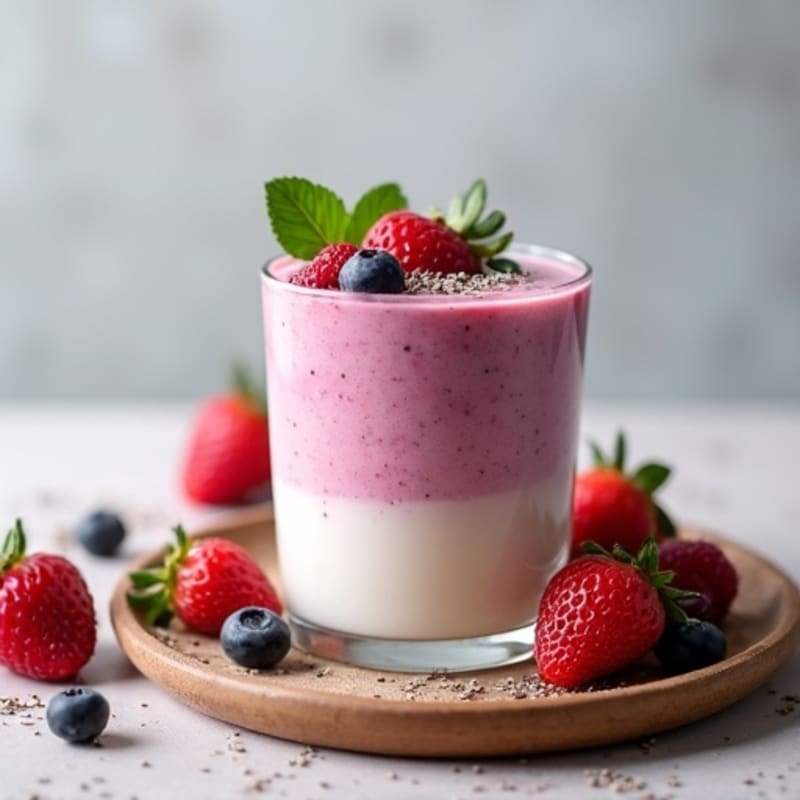 Silky Tofu Protein Smoothie with Chia Seeds and Berries