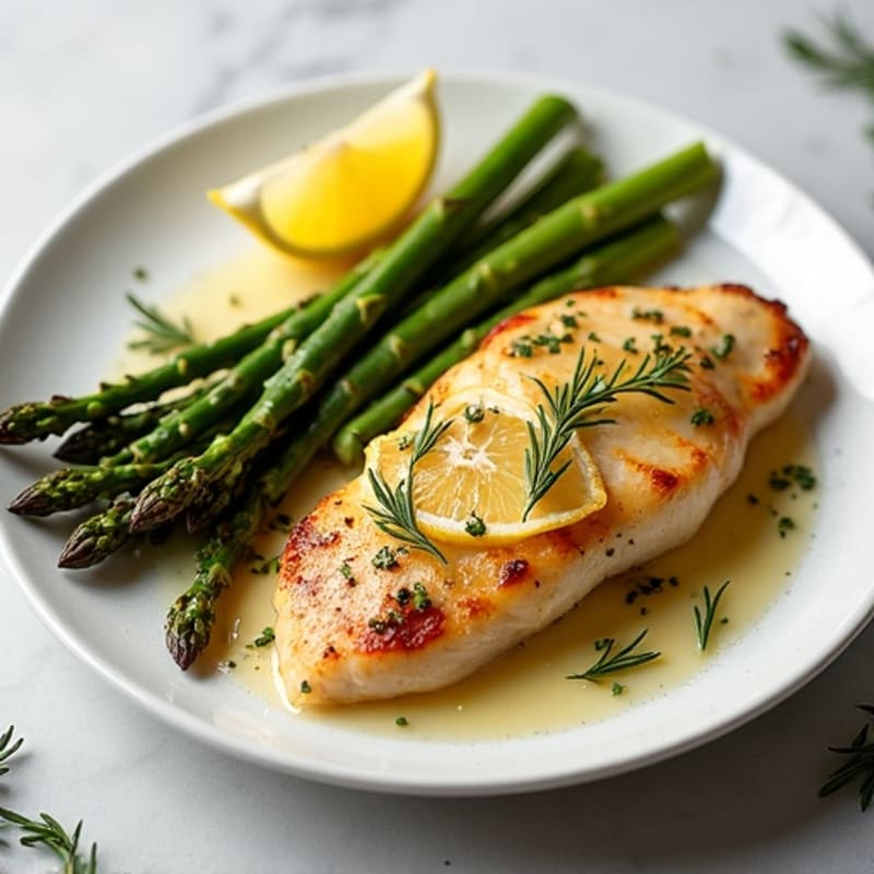 Lemon Herb Roasted Chicken with Crispy Asparagus