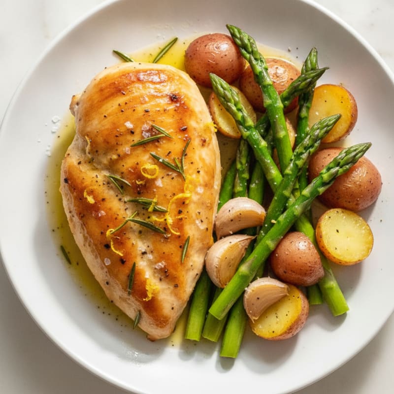 Lemon Herb Roasted Chicken with Asparagus