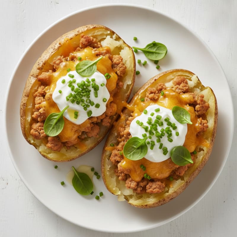 Hearty Loaded Baked Potatoes with Savory Toppings