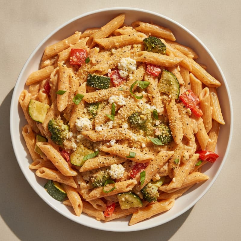 Vodka Sauce Pasta with Roasted Vegetables