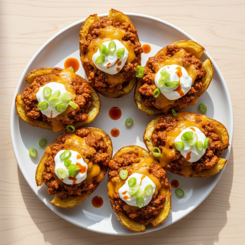 Crispy Chili Cheese Potato Skins