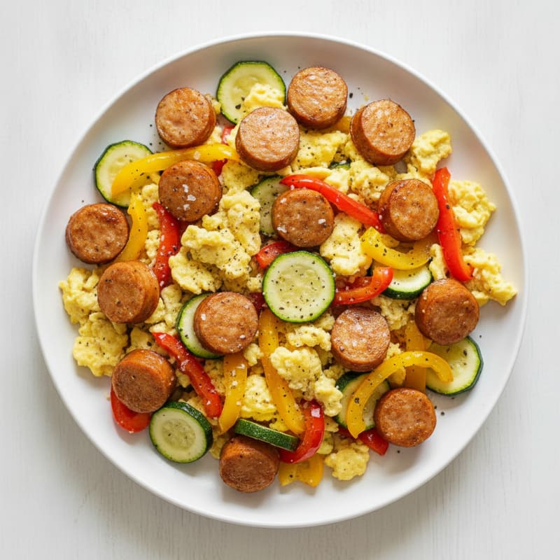 Sheet Pan Sausage and Veggie Scramble