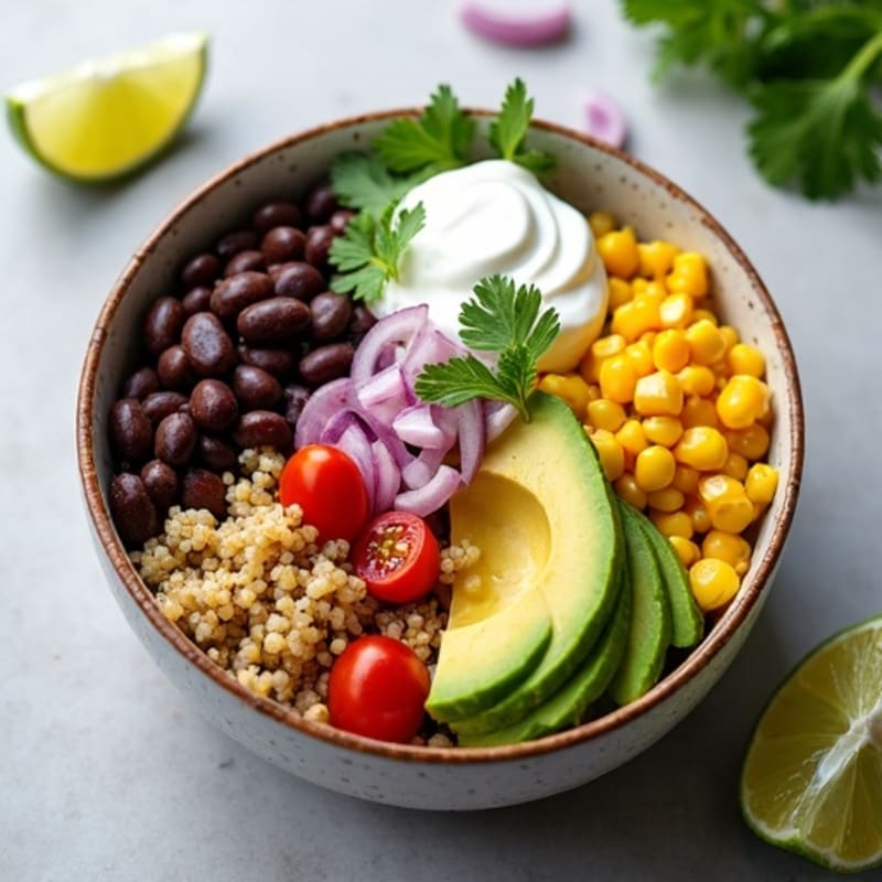 Zesty Black Bean Burrito Bowl with Fresh Avocado