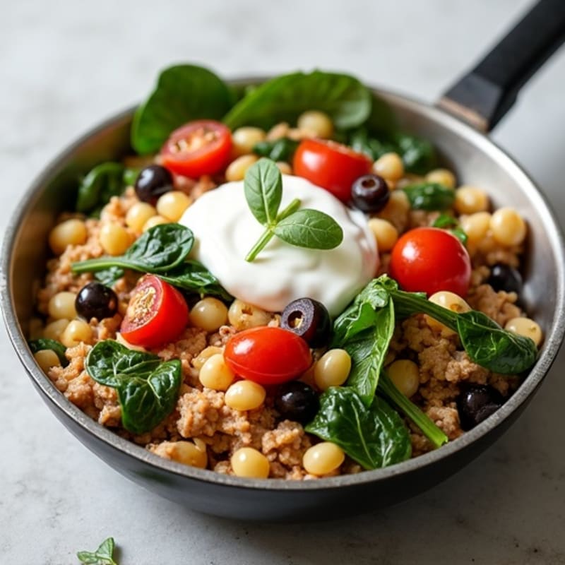Creamy Greek-Style Ground Chicken Skillet