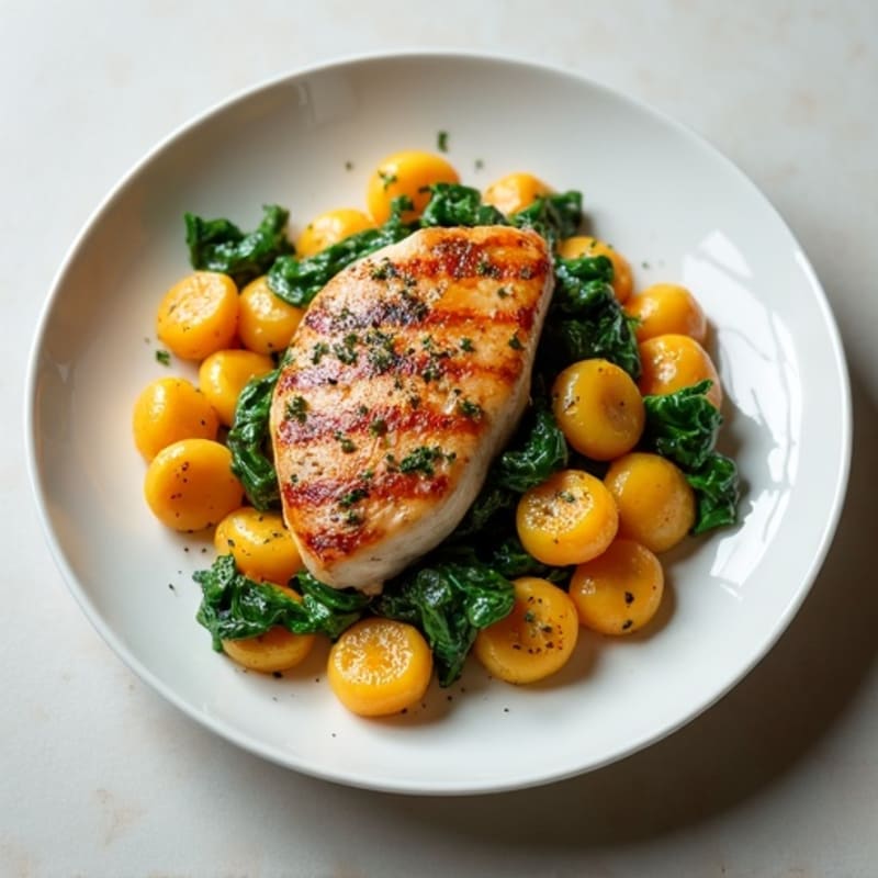 Sweet Potato Gnocchi with Pan-Seared Chicken and Creamy Spinach